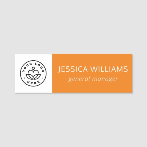 Custom Company Logo Orange Employee Name Tag