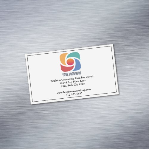Custom Company Logo Our Office is Moving Business Card Magnet