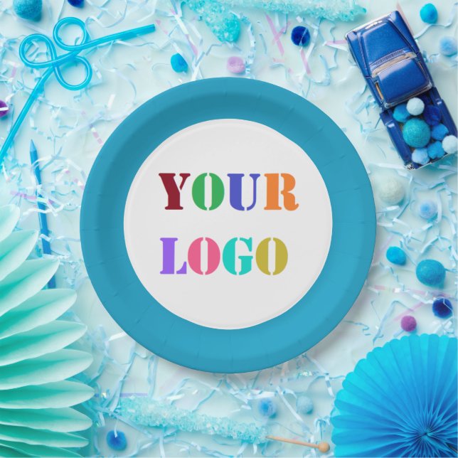 Custom Company Logo Paper Plates Choose Color (Party)