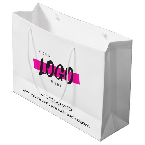 Custom Company Logo Pattern Text Promotional white Large Gift Bag