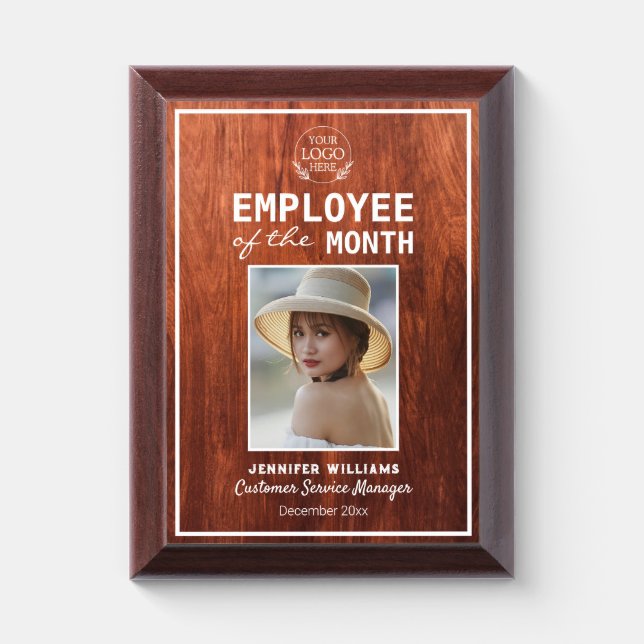 Custom Company Logo Photo Recognition Trophy Award Plaque (Vertical)