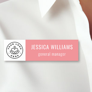 Custom Company Logo Pink Employee Name Tag
