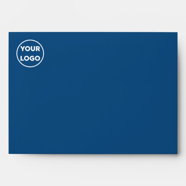 Custom Company Logo Printed Return Address Blue Envelope (Front)