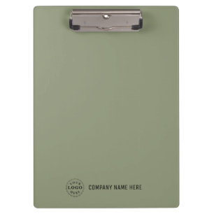 Custom Company Logo Professional Sage Green Clipboard