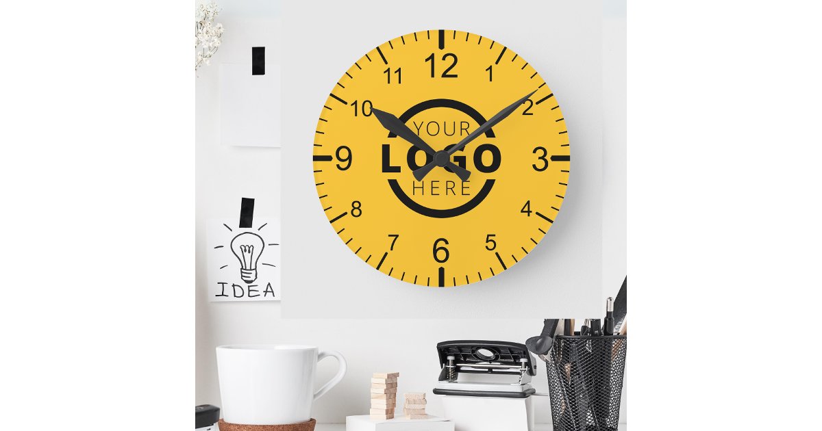 Custom Company Logo Promotional Branded Round Clock | Zazzle