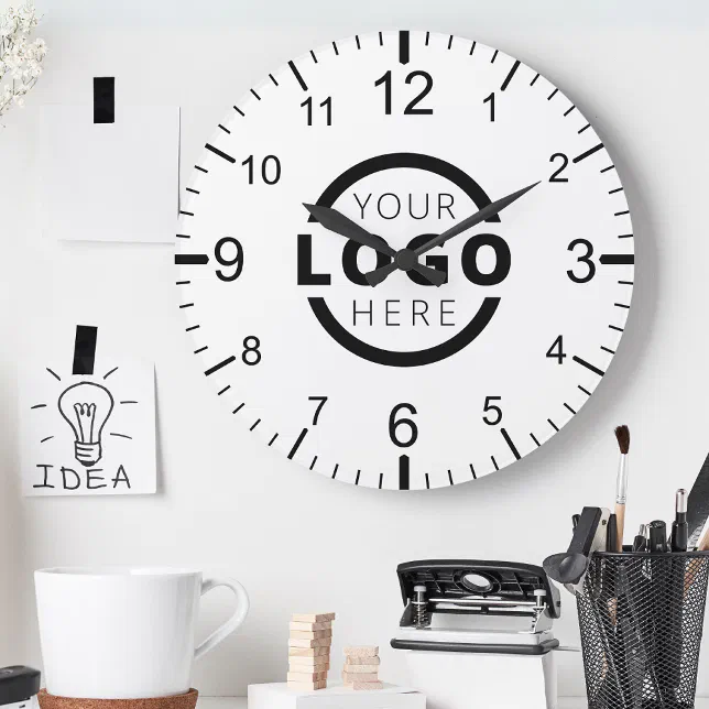Custom Company Logo Promotional Branded Round Clock | Zazzle