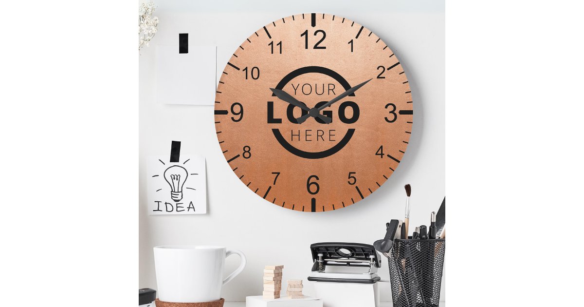 Custom Company Logo Promotional Branded Round Clock | Zazzle