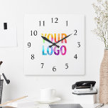 Custom Company Logo Promotional Branded Square Wall Clock<br><div class="desc">Add your custom business corporate logo to create a unique wall clock. Makes a great promotional giveaway or corporate gift for customers,  vendors,  employees or other special people. Choose from different clock shapes and sizes. No minimum quantity,  no setup fees.</div>