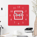 Custom Company Logo Promotional Branded Square Wall Clock<br><div class="desc">Add your custom business corporate logo to create a unique wall clock. Makes a great promotional giveaway or corporate gift for customers,  vendors,  employees or other special people. Choose from different clock shapes and sizes. No minimum quantity,  no setup fees.</div>