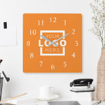Custom Company Logo Promotional Branded Square Wall Clock<br><div class="desc">Add your custom business corporate logo to create a unique wall clock. Makes a great promotional giveaway or corporate gift for customers,  vendors,  employees or other special people. Choose from different clock shapes and sizes. No minimum quantity,  no setup fees.</div>