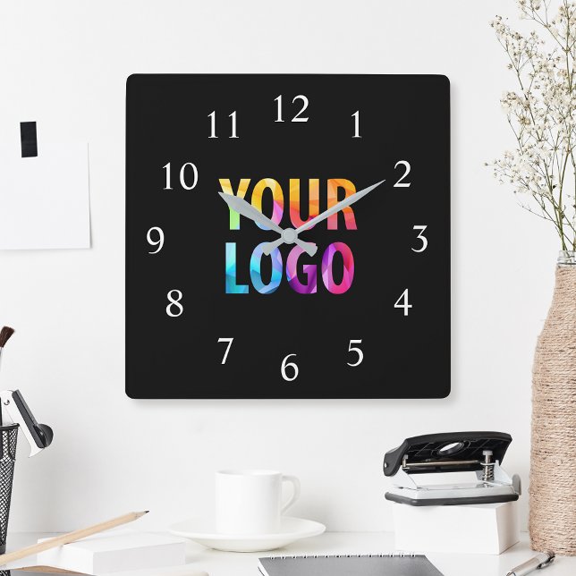 Custom Company Logo Promotional Branded Square Wall Clock (Creator Uploaded)