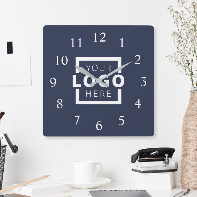 Custom Company Logo Promotional Branded Square Wall Clock (Creator Uploaded)