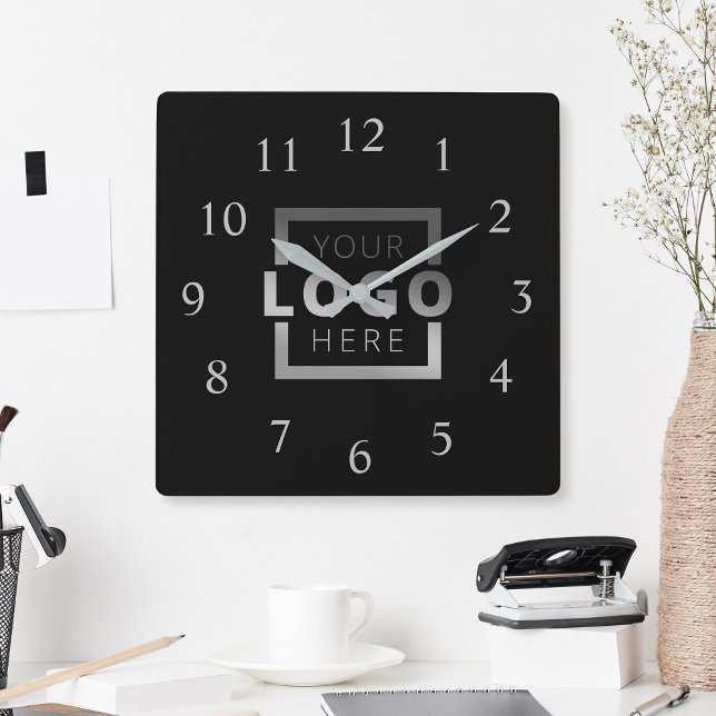 Custom Company Logo Promotional Branded Square Wall Clock (Creator Uploaded)