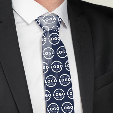 Custom Company Logo Promotional Business Blue Neck Tie