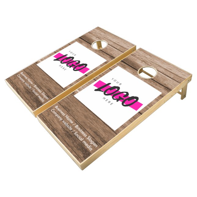 Custom Company Logo Promotional Corporate Event  C Cornhole Set (Angled)