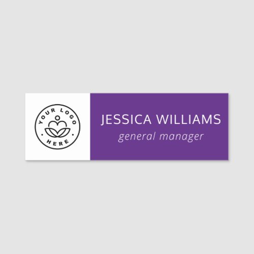 Custom Company Logo Purple Employee Name Tag