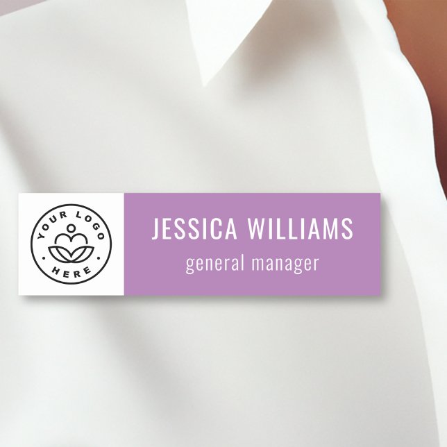 Custom Company Logo Purple Employee Name Tag (Creator Uploaded)