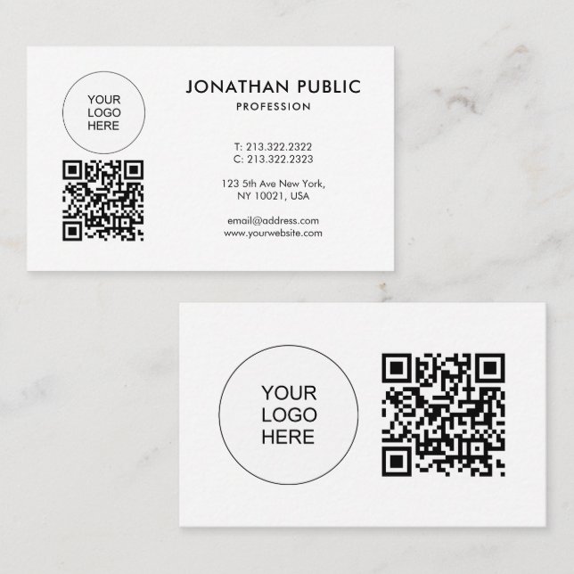 Custom Company Logo QR Code Employee Profile Business Card (Front/Back)