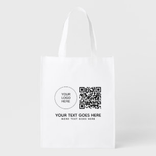 Custom Company Logo QR Code Front Print Grocery Bag