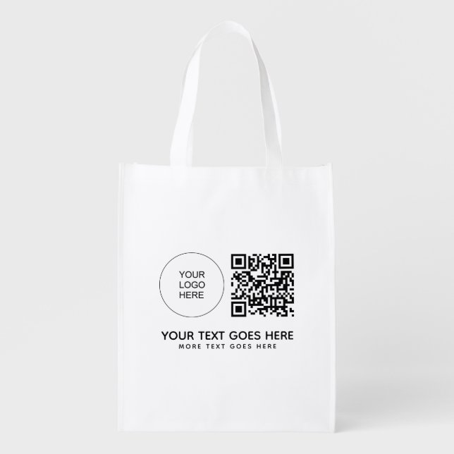 Custom Company Logo QR Code Front Print Grocery Bag (Front)