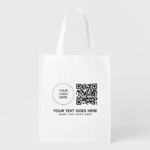 Custom Company Logo QR Code Front Print Grocery Grocery Bag