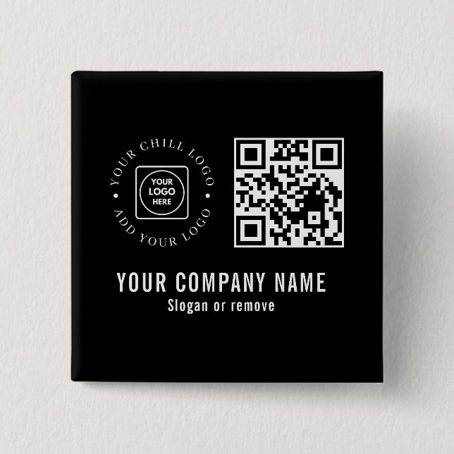 Custom Company Logo QR Code Minimalist Design Button (Front)