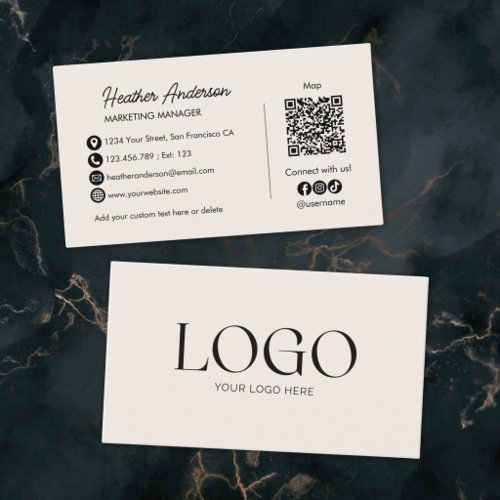 Custom Company Logo QR Code Modern Minimalist Business Card