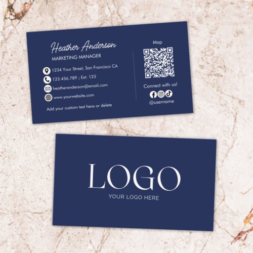 Custom Company Logo QR Code Modern Minimalist Business Card