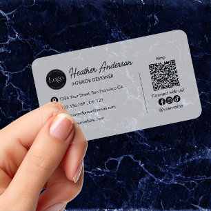 Custom Company Logo QR Code Modern Minimalist Clear Business Cards