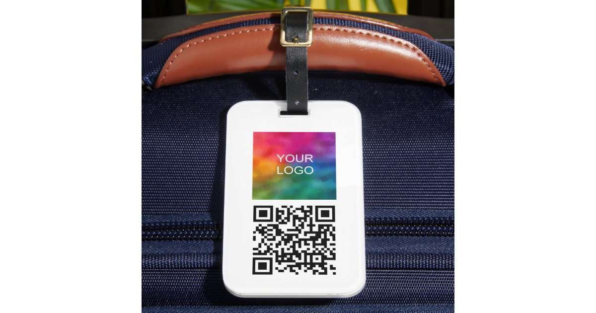 Qr Code Name Text Custom Company Logo QR Code Name Text Scan Me Luggage Tag | Zazzle