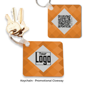 Custom Company Logo QR-code Orange & Gray Keychain