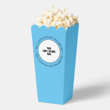 Custom Company Logo QR Code Text Blue Popcorn Box