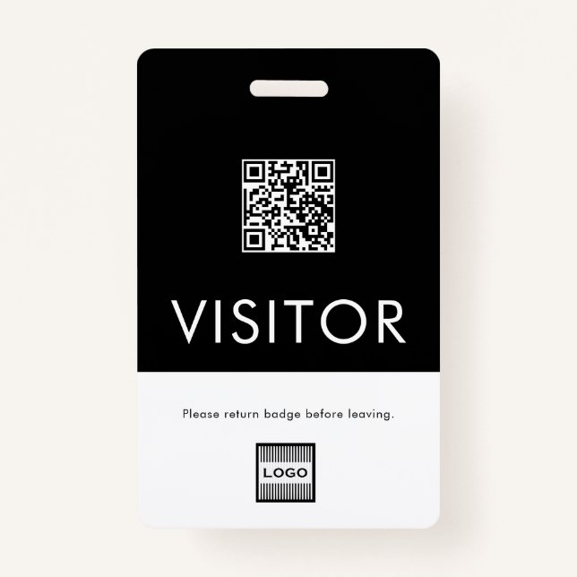Custom Company Logo QR Code Visitor Badge (Front)
