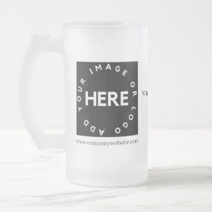 Custom Company Logo & QR Corporate Promotional Frosted Glass Beer Mug
