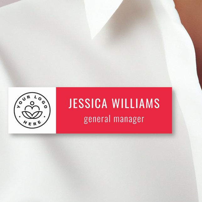 Custom Company Logo Red Employee Name Tag (Creator Uploaded)