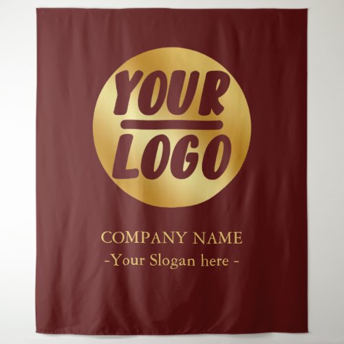 Custom Company Logo Red Gold Backdrop For Events