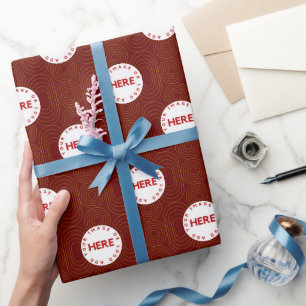 Custom Company Logo Retro Red Gold Packaging Wrap Wrapping Paper