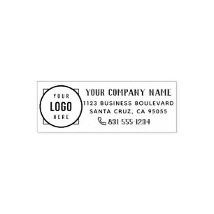 Custom Company Logo Return Address & Phone Number Self-inking Stamp