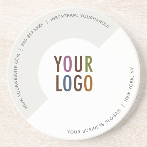 Custom Company Logo Round Sandstone Coaster