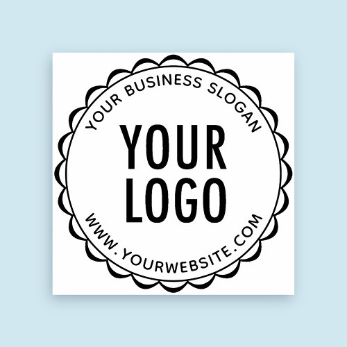 Custom Company Logo Rubber Stamp Round Scalloped