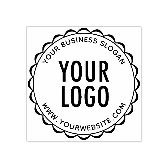 Custom Company Logo Rubber Stamp Round Scalloped Zazzle Custom Company Logo Rubber Stamp Round
