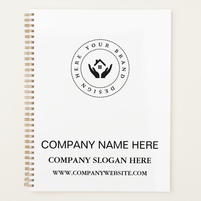 Custom Company Logo Simple Promotional White Planner (Front)