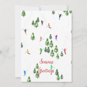 Custom Company Logo Skiing Business  Holiday Card