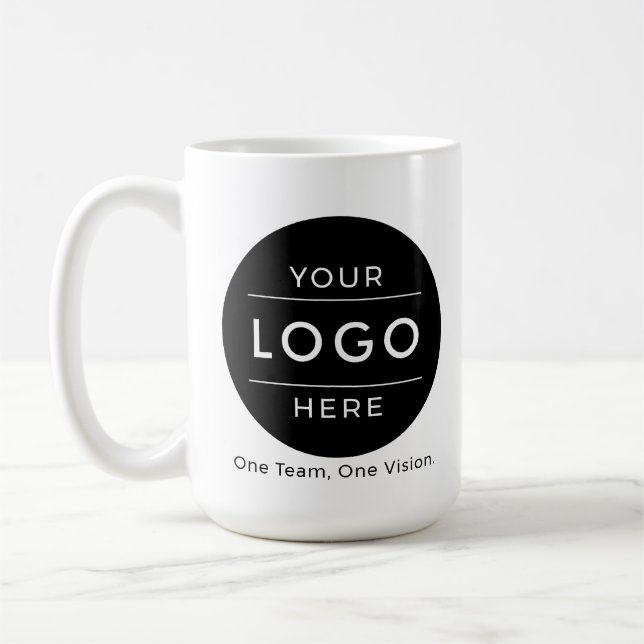 Custom Company Logo & Slogan Bulk Business Coffee Mug (Left)