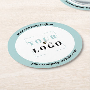 Custom Company Logo Tagline and Website Round Paper Coaster