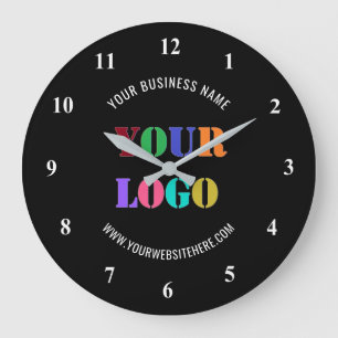 Custom Company Logo Text and Colors Business Clock