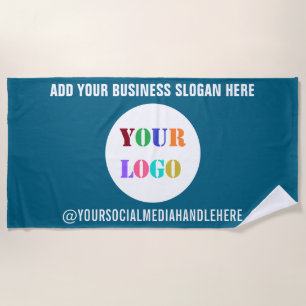 Custom Company Logo Text Beach Towel Choose Colors