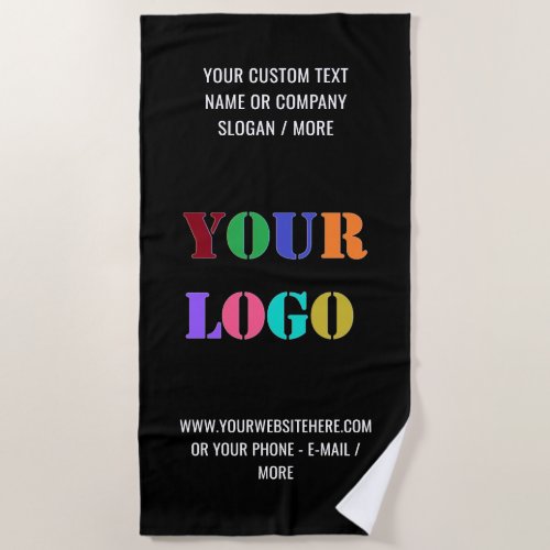 Custom Company Logo Text Beach Towel Choose Colors
