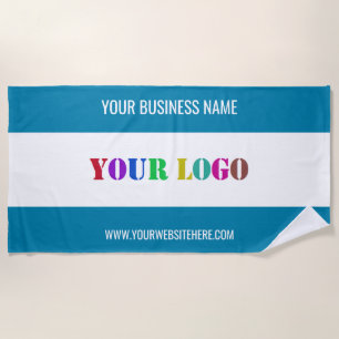 Custom Company Logo Text Beach Towel - Your Colors