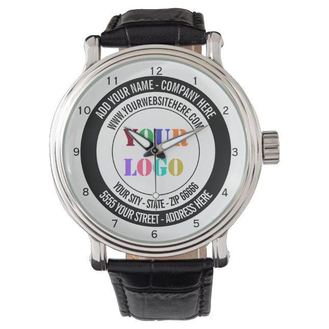 Custom Company Logo Text Branded Watch Template (Front)
